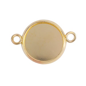 10 pcs. Gold Plated Circle Round Bezel Cabochon Cameo Connector Tags Trays - 12mm Glue Pad - High Quality! Made of Copper