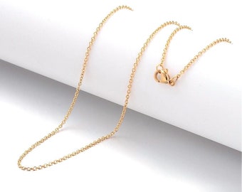 10 pcs. 304 Stainless Steel Golden Cable Chain Necklaces - 50cm (19.7") - 1.5mm
