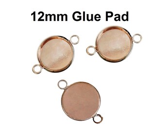 E-outstanding 25 Basi Portacabochon Rotonde In Rame Bronzo 12mm - Per Creazione Gioielli Fai-da-te