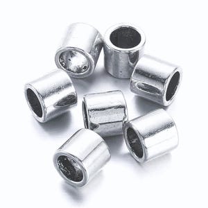 1000 pcs Silver Plated Smooth Tube METAL Spacer Beads - 7mm x 6.5mm - Large Hole: 5mm - Fits European Cords and Paracord!