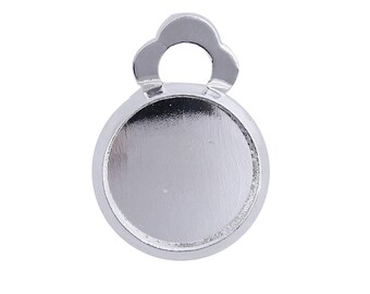 20 pcs. Silver Plated Earring Clips Settings Hinged Bezels Cabochons - 10mm Glue Pad Setting
