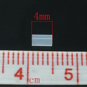 100 piezas (50 pares) de tapones de goma transparentes para pendientes - 4 mm x 2 mm - Forma de tubo - Tamaño del orificio: 0,6 mm imagen 3