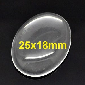 10 pcs. Oval Clear Round Glass Dome Seals Tiles - 25x18mm (1 x 0.71 in) - 25mm x 18mm