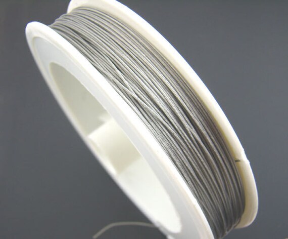 1 x Silver Nylon-Coated Steel 0.45mm x 50m Round Tiger Tail Spool HA06750