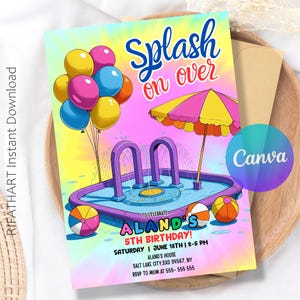 Editable Splash Pad Party Invitation Template (Digital Download