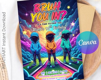 Mini Golf Birthday Invite, Glow Golf Party Template, Sports Birthday Invitation, Editable Canva Design, Fun Golf Event Card