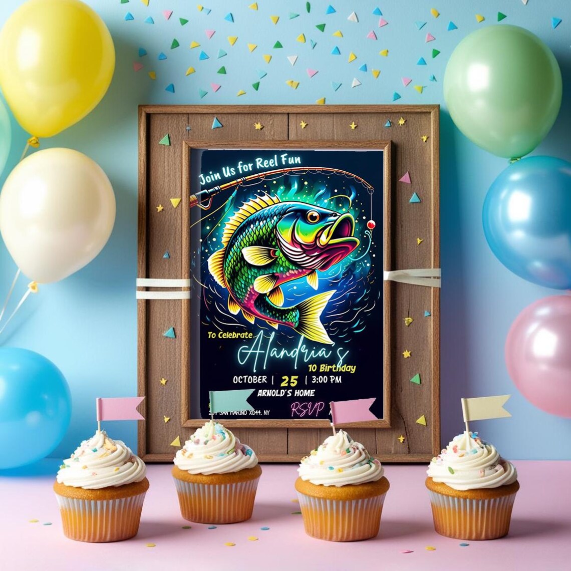 Fishing Birthday Invitation Template Reel in Fun (digital Download