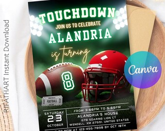 Editable First Year Down Birthday Invitation First Year Down Invitation Football Birthday Invitation Boy First Birthday Invitation, Game On