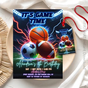 Sports Birthday Invitation Template: All-Star Theme (5x7 Digital Download)