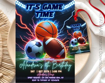 Sports Birthday Invitation Template: All-Star Theme (5x7 Digital Download)
