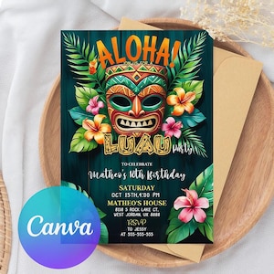 Luau Birthday Invitation: Editable Aloha Party Template (Digital Download)