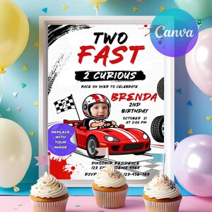 instant download, canva template,  birthday invitation, race car invitations, race car invitation, race car invites, race car invite, racing car invites, racing car invite, two fast invitation, two fast invitations, two fast invite, two fast invites, printable invitation, digital birthday card, canva template, red ninja invite, samurai invitation