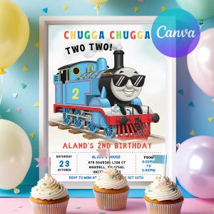 2nd birthday invite,Printable template,Train theme party,Train birthday party,Instant Digital,Choo choo invitation,Train birthday,Chugga two two party,Train party invite,Second birthday,Editable Invitation,Train invitation,Boy theme invitation,party invitations,invitation template,canva template,two,Two Two,birthday invitation,digital invite,two two birthday,2nd birthday,second birthday,train birthday,two years old,Chugga Chugga
