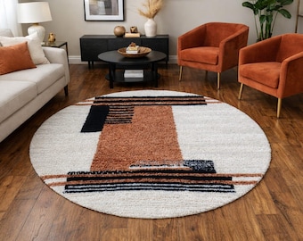 Round Handmade Moroccan Rug, Round Berber Rug, Handmade Wool Rug, Custom Moroccan Berber Rug by Orin, Wool Rug, Modern Round.