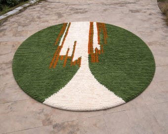 Custom Moroccan Berber Rug, Round Moroccan Berber Rug , Round Handmade Moroccan Rug, Wool Rug, Modern Round.