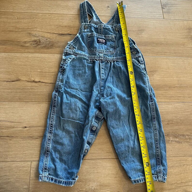 VTG Bebé Niña Niña Denim Grandes Monos 24 Mos Osh Kosh B'Gosh 90's Vestbak imagen 8