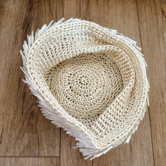 VTG 50's Women's White Cream Straw Woven Hat Summ… - image 4