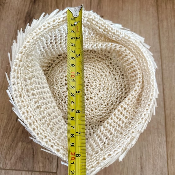 VTG 50's Women's White Cream Straw Woven Hat Summ… - image 5
