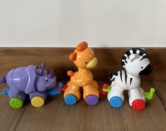 Fisher Price Amazing Animals, Lot of 3, Giraffe, Hippo & Zebra