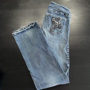 Wrangler Rock 47 Jeans Damen 9 / 10x34 Bootcut Low Rise verschönern Cowgirl LESEN Bild 4