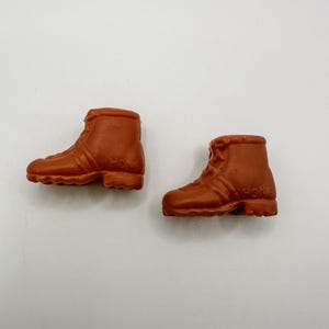 Vintage Mattel Barbie Shoes for Skipper: Brown Ankle Hiking Boots, Hong Kong 80s