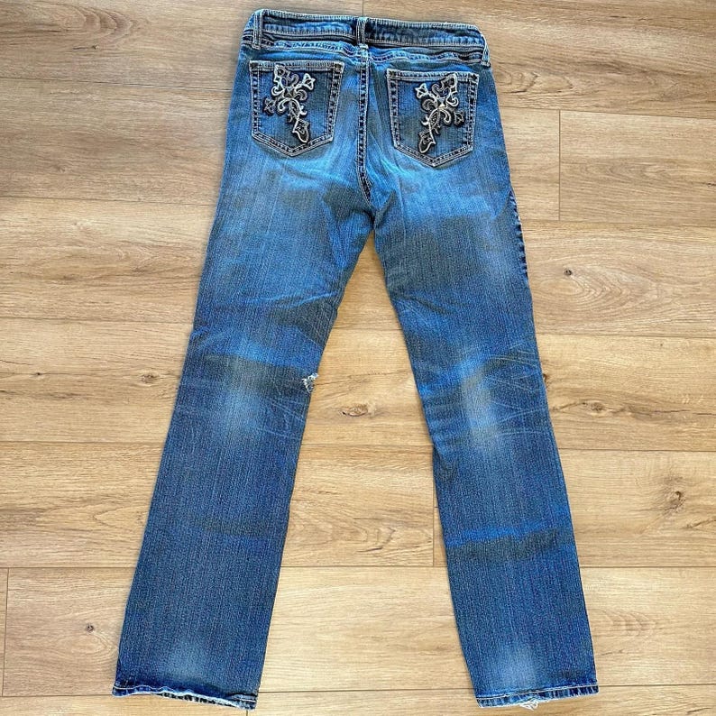 Wrangler Rock 47 Jeans Damen 9 / 10x34 Bootcut Low Rise verschönern Cowgirl LESEN Bild 2