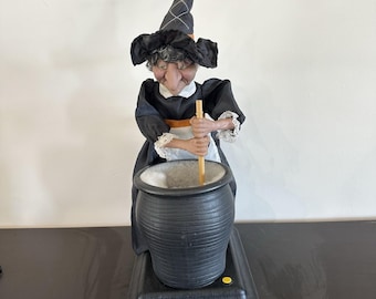 Gemmy 17" Bruja animada parlante revolviendo caldero Halloween VTG años 90