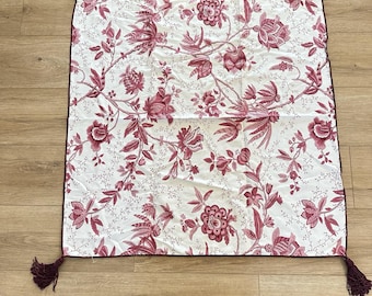 Nuevo centro de mesa cuadrado con mantel floral burdeos estilo jacobino de los años 90, 81 cm