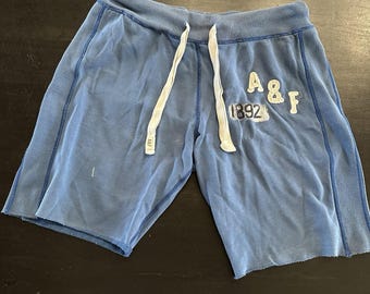 VTG Y2K Abercrombie & Fitch Men's Medium AF Blue Logo Sweat Shorts