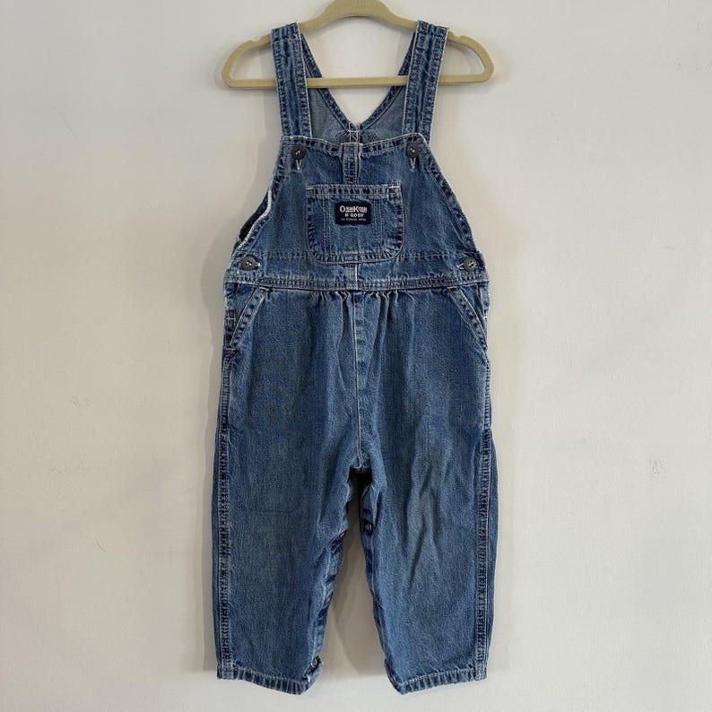 VTG Bebé Niña Niña Denim Grandes Monos 24 Mos Osh Kosh B'Gosh 90's Vestbak imagen 1