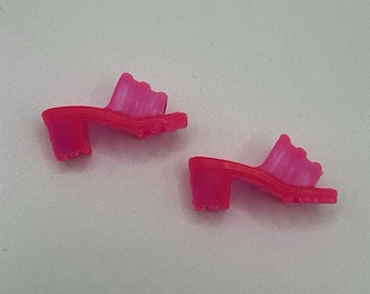 Buty dla lalek Barbie z lat 90., klapki żelowe, półprzezroczyste, różowe
