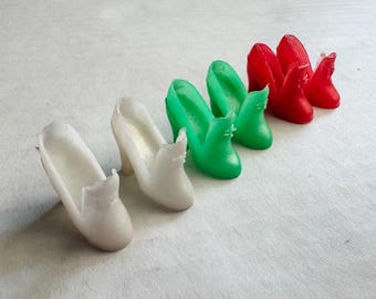 3 Pairs Vintage Barbie Pilgrim Heels 1960's White Green Red