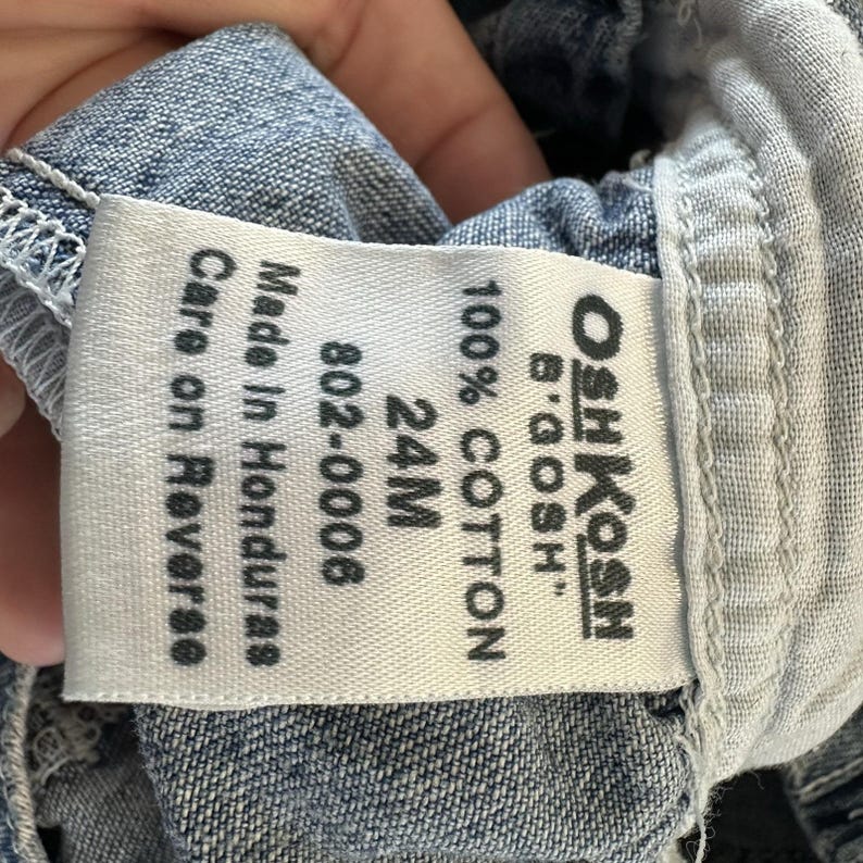 VTG Bebé Niña Niña Denim Grandes Monos 24 Mos Osh Kosh B'Gosh 90's Vestbak imagen 7