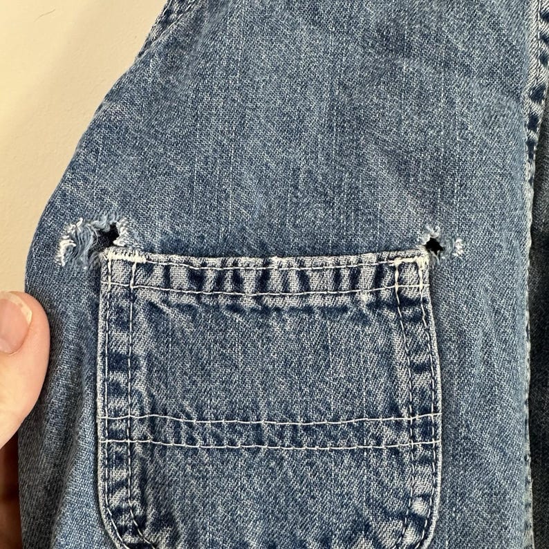 VTG Bebé Niña Niña Denim Grandes Monos 24 Mos Osh Kosh B'Gosh 90's Vestbak imagen 6