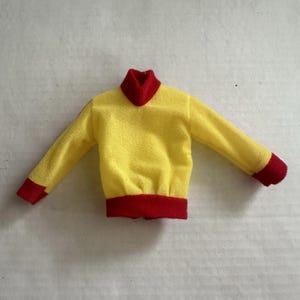 Vintage Mattel Barbie Yellow And Red Long Sleeve Shirt Doll Clothing Jacket