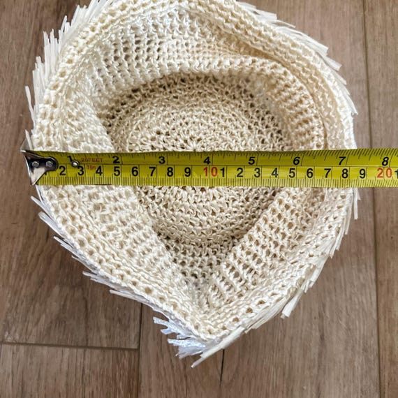 VTG 50's Women's White Cream Straw Woven Hat Summ… - image 6