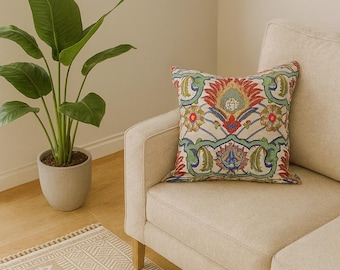 Gobelin Tapestry Cushion Cover – 40x40 cm Jacquard Floral Pillow Case – Vintage European Decorative Throw