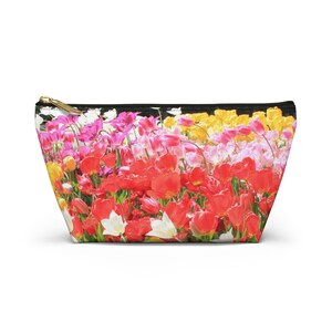 Bolsa para accesorios con estampado floral, neceser vibrante, organizador de artículos de tocador, regalo para ella, bolsa con cremallera con estampado floral primaveral.