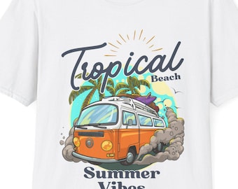 Camiseta con ambiente de playa tropical / Camiseta unisex / Camisa divertida para vacaciones / Ropa de playa / Regalo para viajeros / Ropa de fiesta de verano
