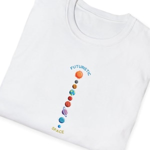 Solar Graphic Tee | Minimalist Solar System Shirt | Colorful Planet Design | Unisex Cotton T-Shirt | Gift for Astronomy Lover Friends