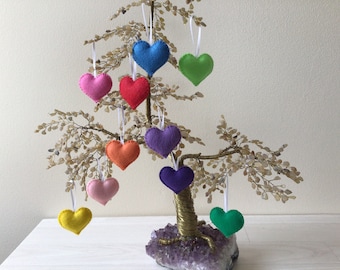 10 mini colorful Felt hearts ornaments Spring, Easter, Summer decoration