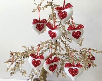 10 felt heart ornaments Valentine’ Day decor baby shower favors