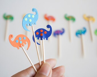 24 Dinosaur Party Picks - Cupcake Toppers - Toothpicks - Food Picks