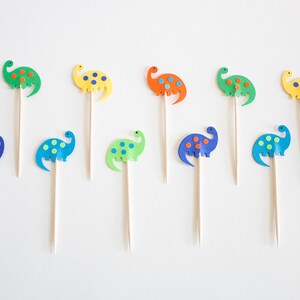 24 Dinosaur Party Picks Cupcake Toppers Toothpicks Food Picks image 2
