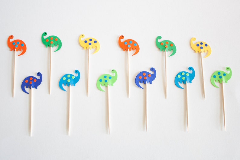 24 Dinosaur Party Picks Cupcake Toppers Toothpicks Food Picks Bild 2