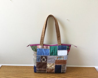 Fabric bag # 36 - Fabric Quilted Patchwork Tote  bag- Shouder bag Bag /quilt bag-fabric bag