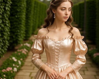 Off-shoulder Victorian Medieval Women Long Princess Dress, Edwardian Corset Renaissance Gown, Prom Dress, Ball Gown, Fairy Cosplay Costume
