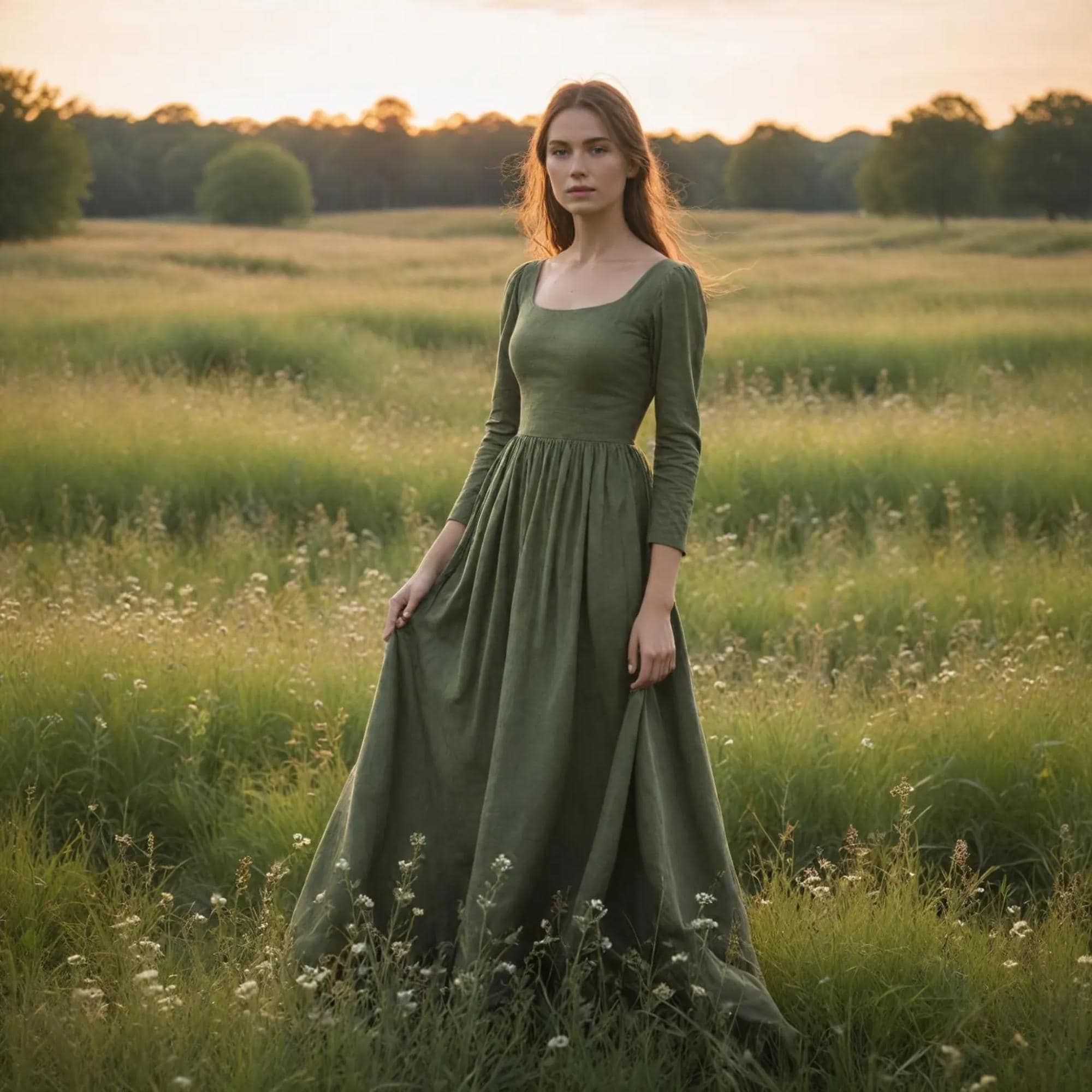 Cottagecore Medieval Women Long Maxi Dress, Milkmaid Fitted Renaissance Gown for her, Maiden Cosplay Costume LARP events, Elven Fairy Attire