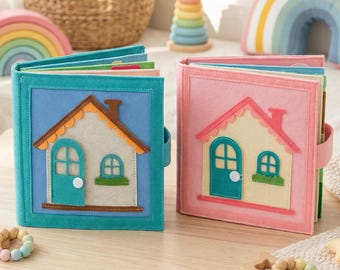 Libro silencioso para niños pequeños, juguete de aprendizaje Montessori, regalo para bebés, libro de fieltro para niños pequeños, libro de actividades Montessori