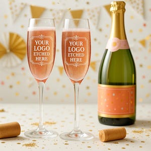 Personalized Logo Flute Glasses - Custom 8oz Champagne Glasses for Events, Branding, and Business Gifting